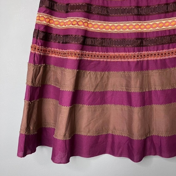 THE Limited A-Line Ribbon Trim Striped Purple Gold Bohemian Skirt Women's Size 0 - Picture 15 of 15